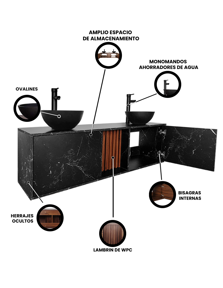Mueble Para Baño APOLO Ovalin Y Monomando Dobles