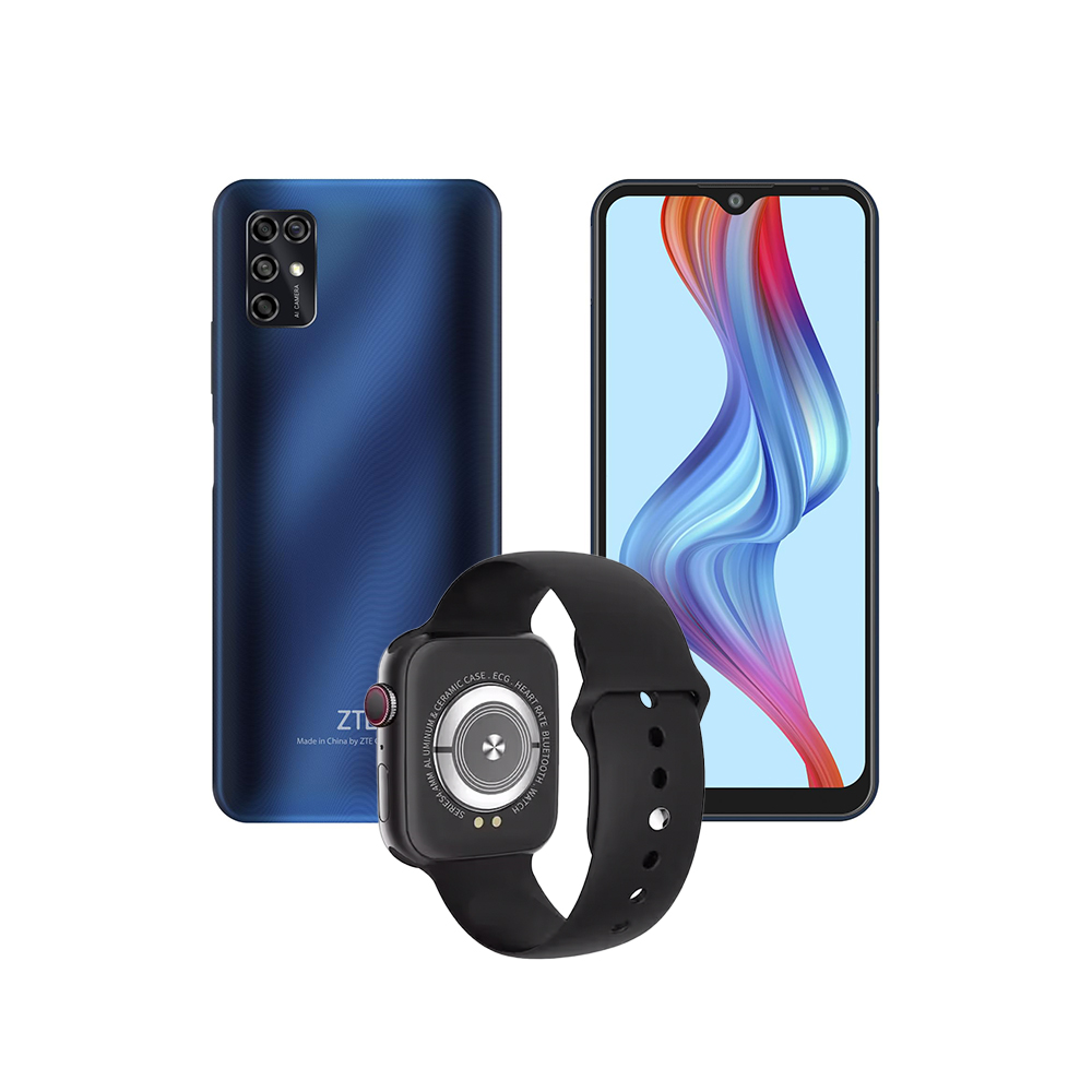 Celular Zte Blade V20 Smart 4 ram 128gb rom Azul Telcel con Smartwatch T500 Gratis