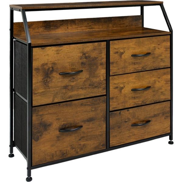 Base Cama Queen Recamara + Comoda 5 Cajones Country Moderno Houzer