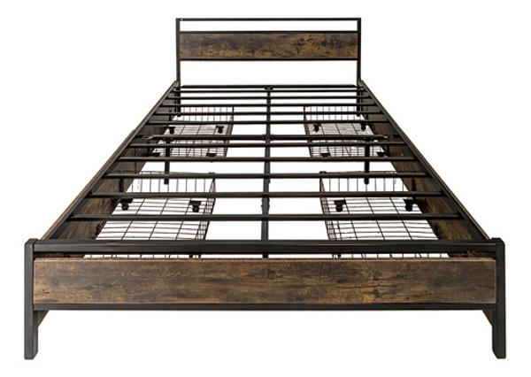 Base Cama Queen Recamara + Comoda 5 Cajones Country Moderno Houzer