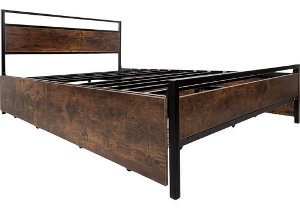 Base Cama Matrimonial Cajones + Comoda Country Moderno Houzer