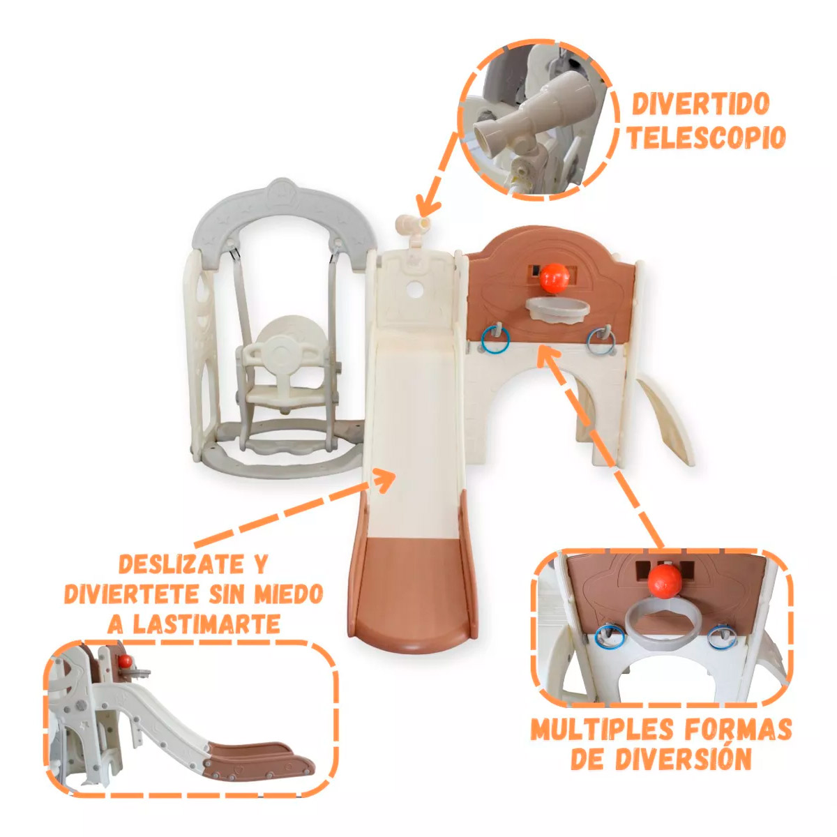Centro de Juego Multifuncional Columpio Y Resbaladilla Noni Is-818