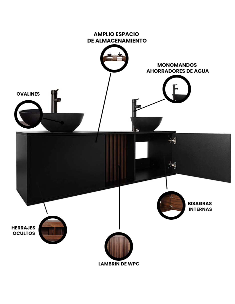 Mueble Para Baño APOLO Ovalin Y Monomando Dobles