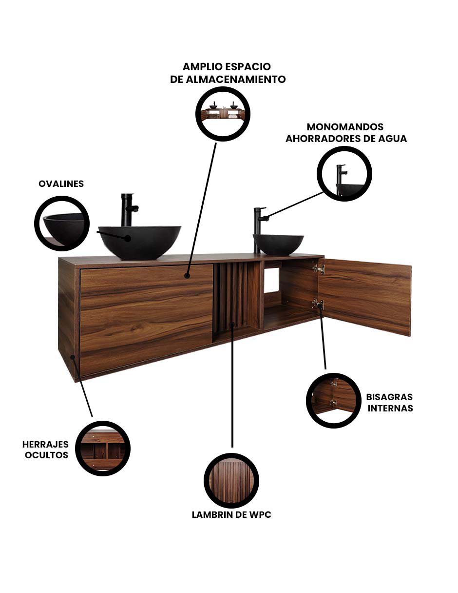 Mueble Para Baño APOLO Ovalin Y Monomando Dobles