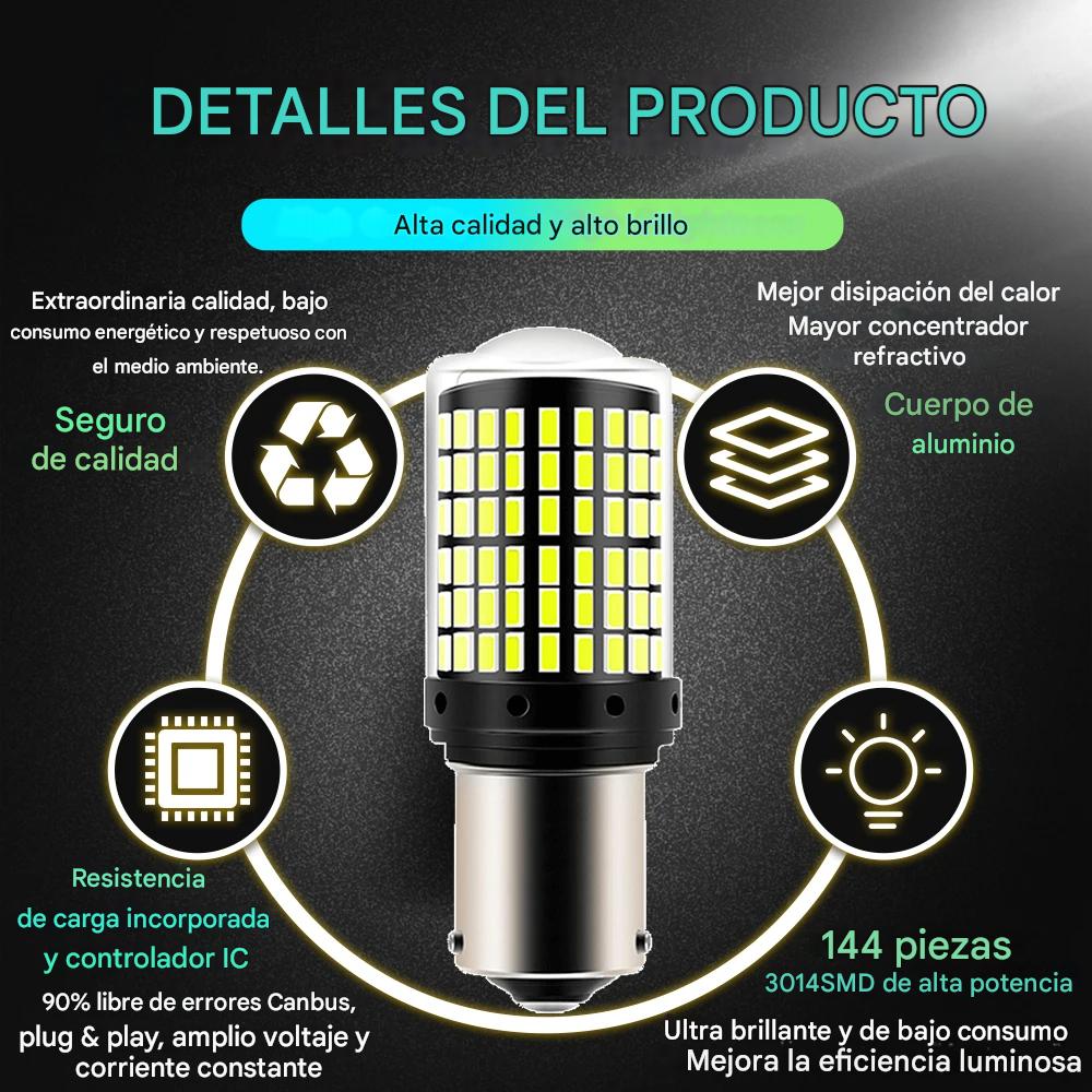 2 luces direccionales Ambar foco señal 1156 BA15S P21W bombillas LED luz coche lámpara moto camion