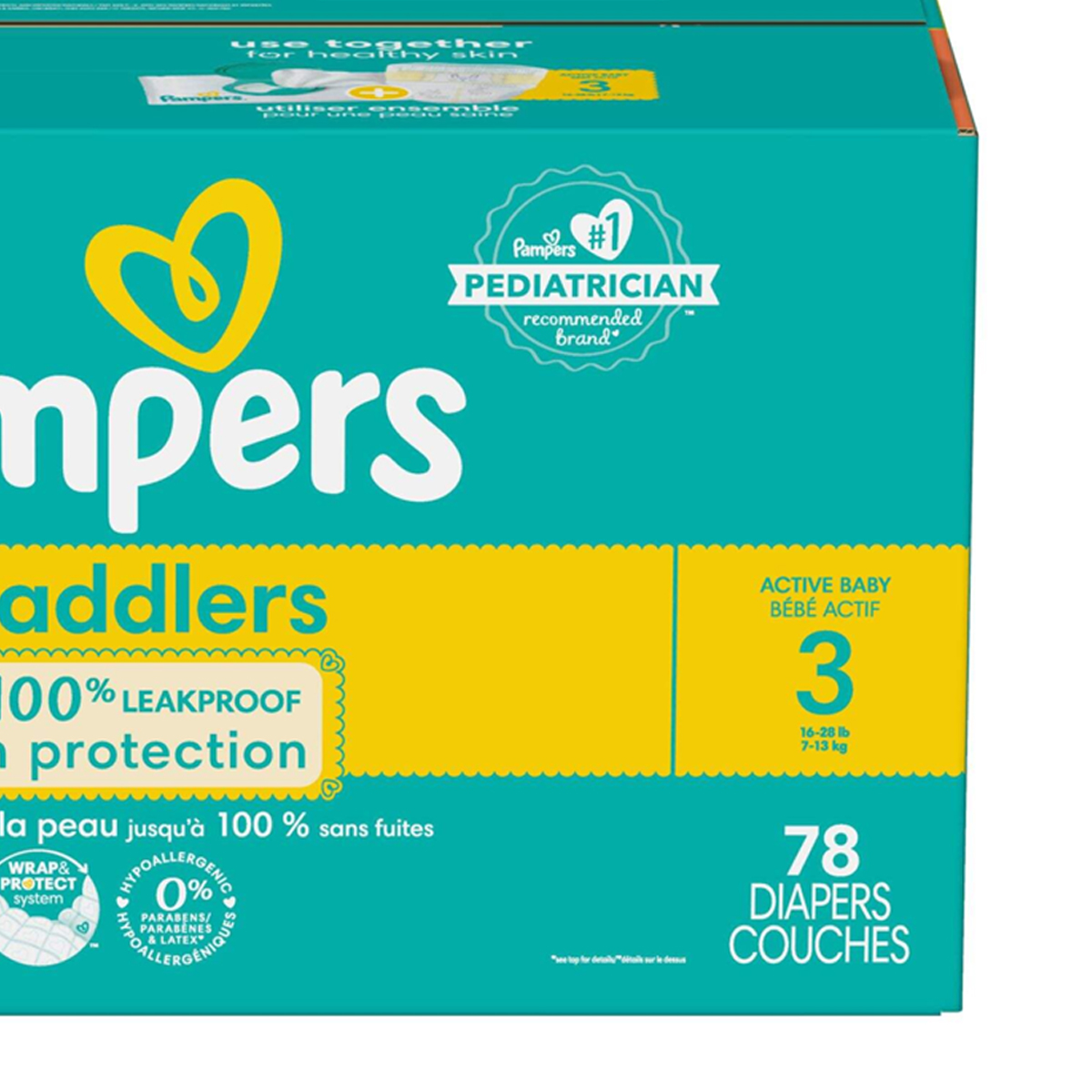 Pañales Pampers Swaddlers Active Baby Talla 3 78pz