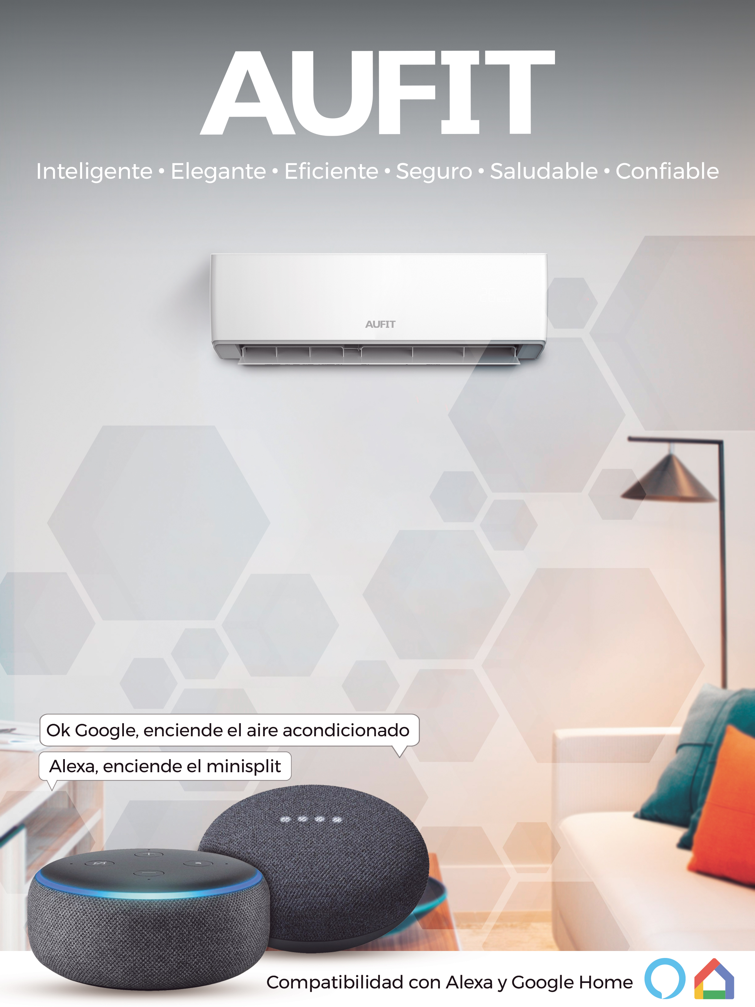 Minisplit Inverter Gama Premium frio y calor 110V 1 Ton AUFIT Inteligente