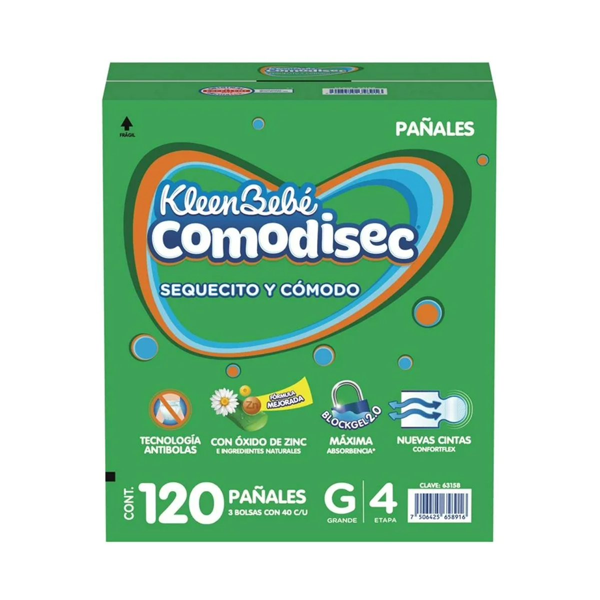 Pañal Kleen Bebé Comodisec Grande Etapa 4 120pz