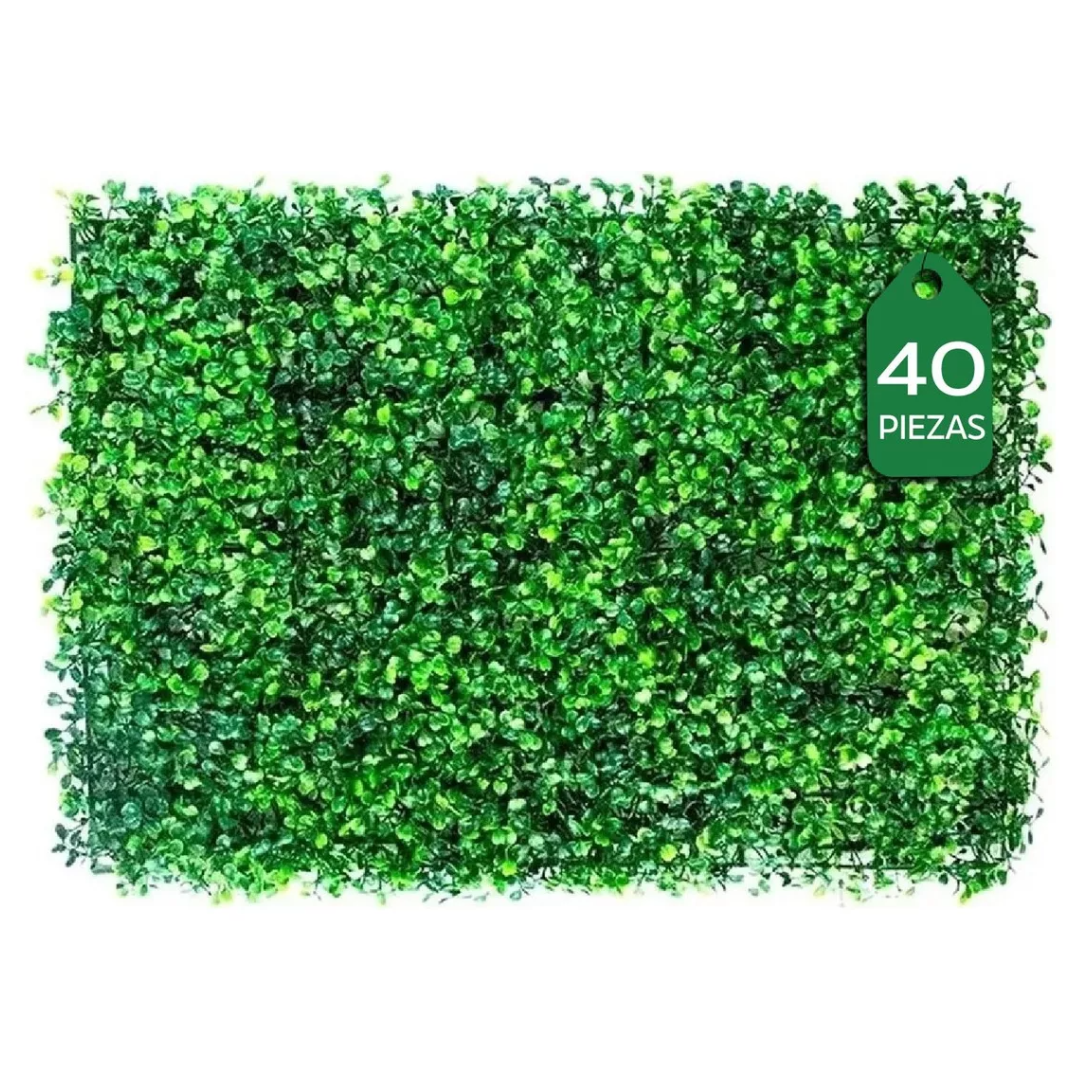 Muro Verde Follaje Artificial Sintético 60x40cm 40 Pzs