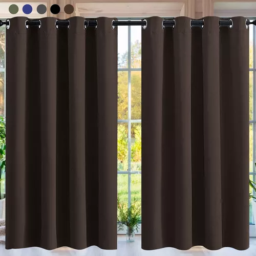Cortina Blackout 2 Paneles Aislada Lino Premium 132 X 213 Chocolate