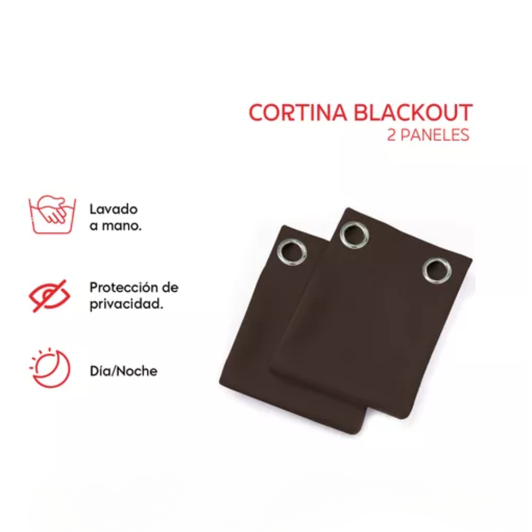 Cortina Blackout 2 Paneles Aislada Lino Premium 132 X 213 Chocolate