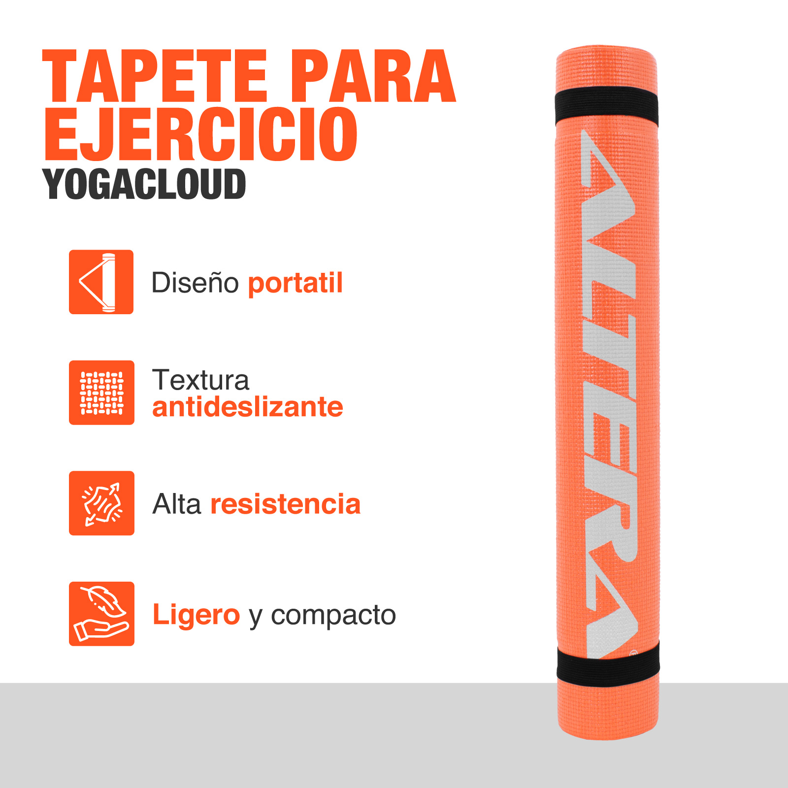 Tapete Yoga Ejercicio Altera Pilates Entrenamiento Fitness Color Naranja