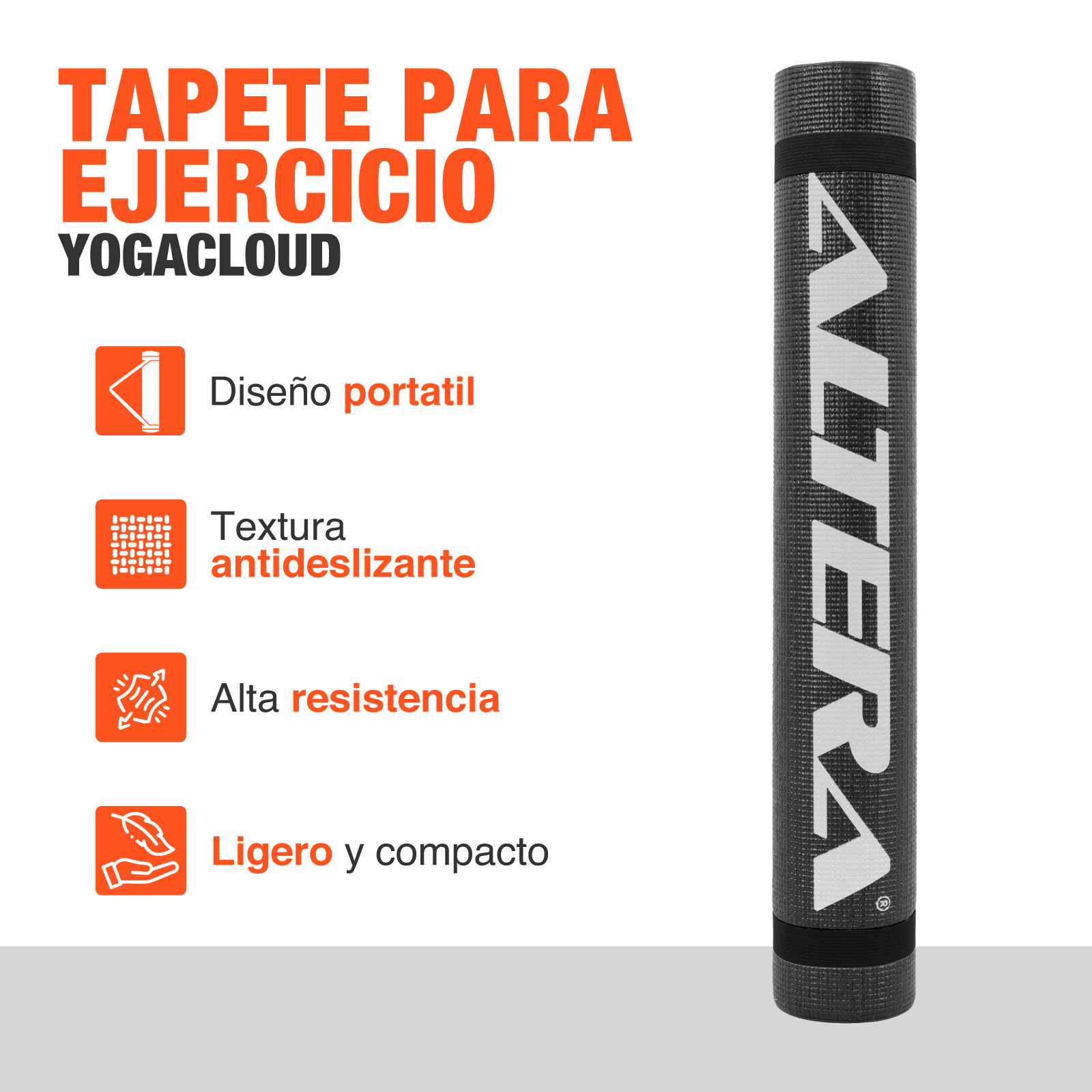 Tapete Yoga Ejercicio Altera Pilates Entrenamiento Fitness Color Negro