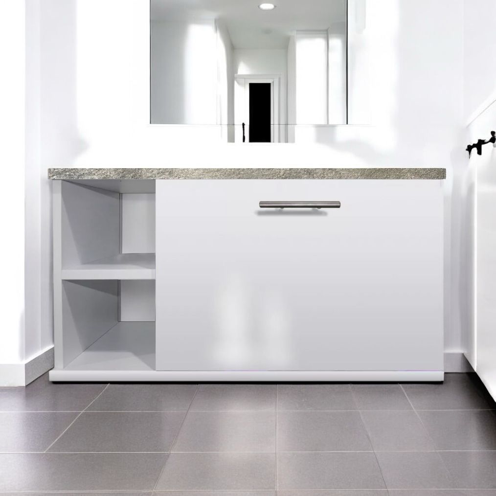 Gabinete Baño Moderno MDF Elegante Vinil Gris Minimalista
