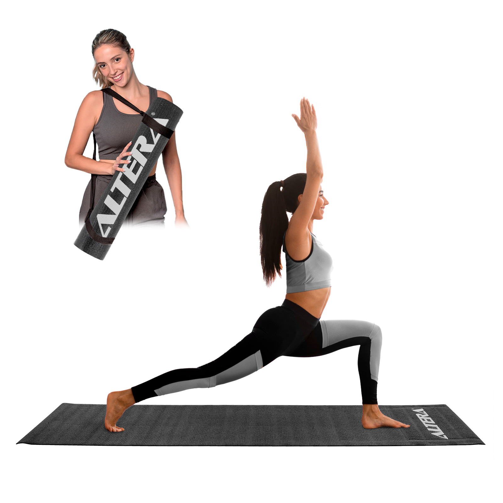 Tapete Yoga Ejercicio Altera Pilates Entrenamiento Fitness Color Negro