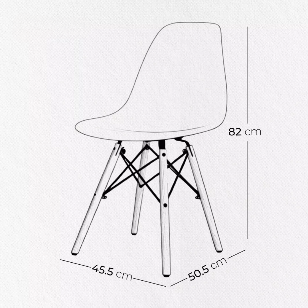 Silla de comedor con estructura color madera y asiento negro x 4 unidades Negro