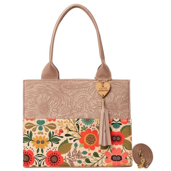 Bolso Yute De Mujer FANA Dahina Color Oro Rosado Hermosa Haz Reventa, M3917!!