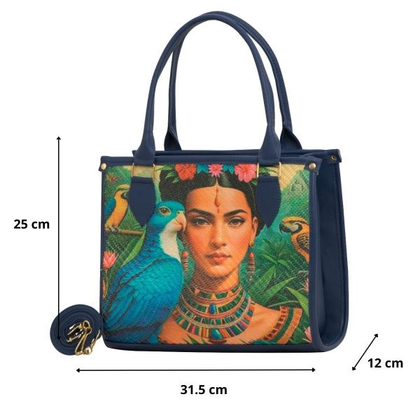 Bolso Yute Para Dama FANA Flora Color Azul Con Asas Haz Reventa, M3985!!
