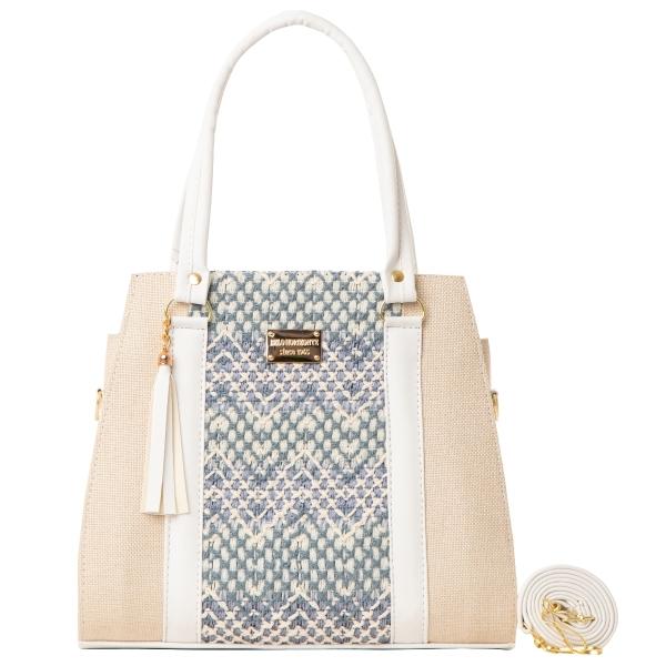 Bolso Yute De Mujer FANA Fauna Color Blanco Elegante La Quiero, M3989!!