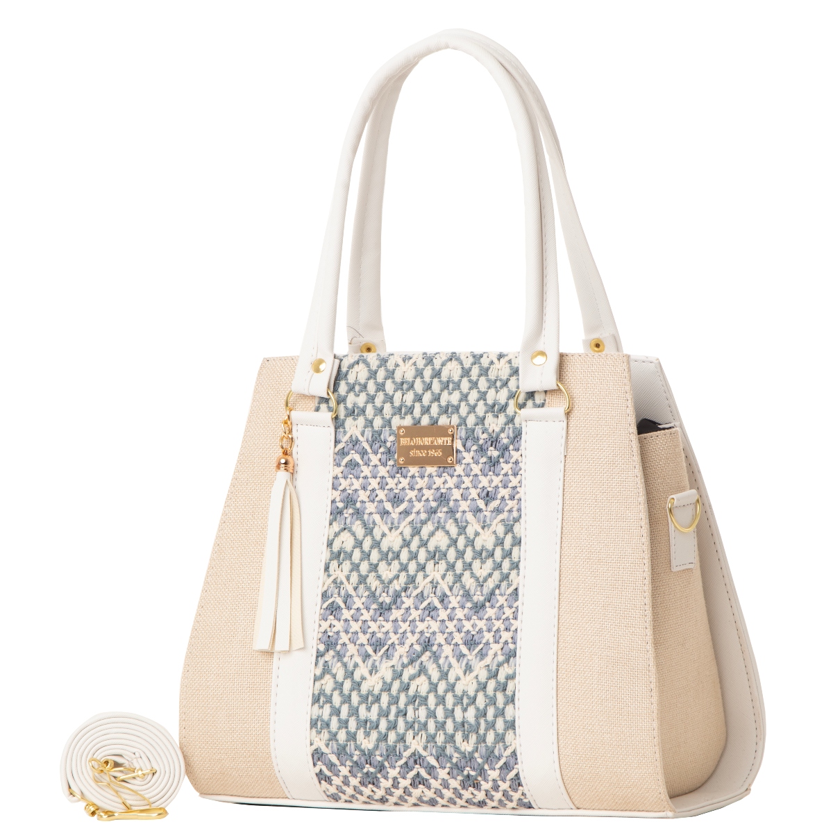 Bolso Yute De Mujer FANA Fauna Color Blanco Elegante La Quiero, M3989!!