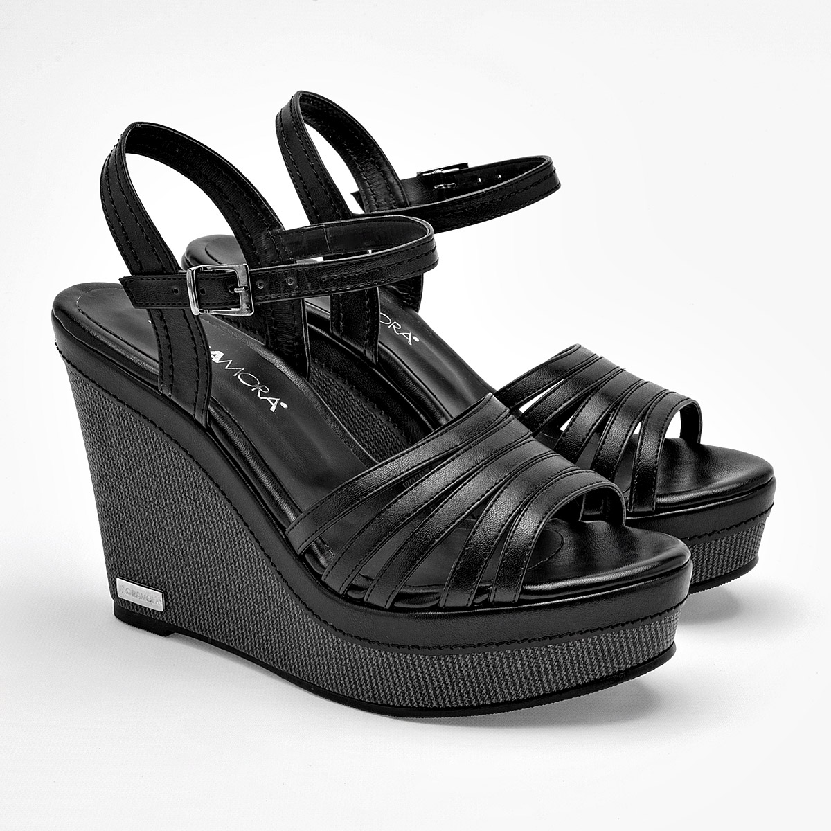 SANDALIA PLATAFORMA 11 CM MORAMORA PARA MUJER COLOR NEGRO JOSEFINA