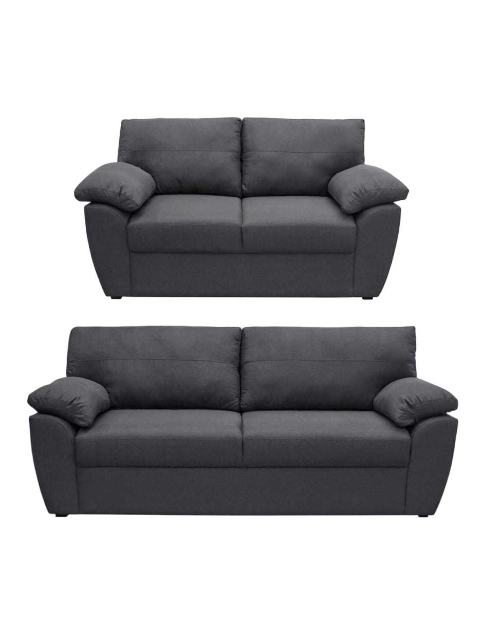 Set de Sofá 3 Plazas y Love Seat Sefora Tapizado Linato Color Gris