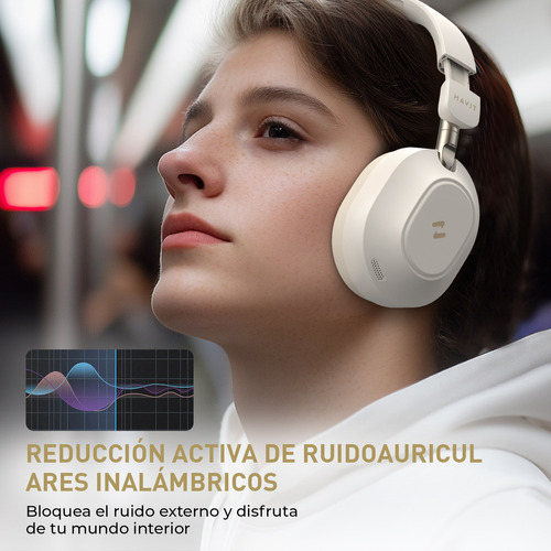 Audífonos Inalámbrico Cancelacion Ruido Gamer Diadema Bluetooth 5.4 Color Beige Havit LIFE NC01H