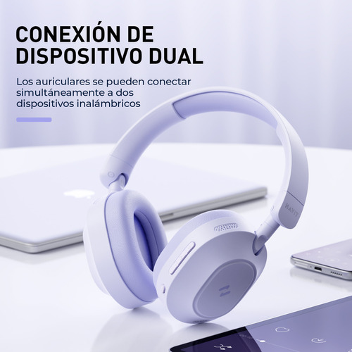 Havit LIFE NC01H Audífonos Inalámbrico Over Ear Cancelacion Ruido Gamer Diadema V5.4 Color Violeta