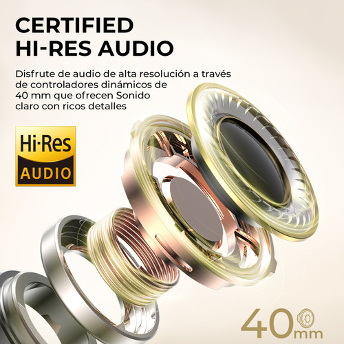 Audífonos Inalámbrico Cancelacion Ruido Gamer Diadema Bluetooth 5.4 Color Beige Havit LIFE NC01H