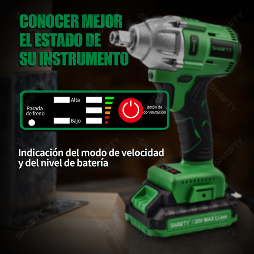 Llave De Impacto Eléctrica Inalámbrico Shawty 20V con 2 Baterías , Juego de Llaves de Impacto, Mandril de 1/4''，2400rpm，Pistola de Impacto con 320Nm Motor
