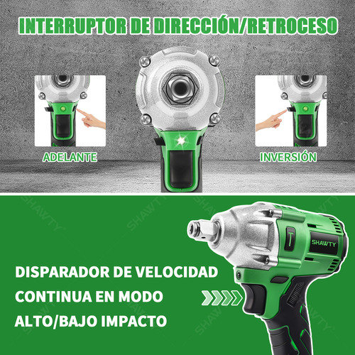 Llave De Impacto Eléctrica Inalámbrico Shawty 20V con 2 Baterías , Juego de Llaves de Impacto, Mandril de 1/4''，2400rpm，Pistola de Impacto con 320Nm Motor