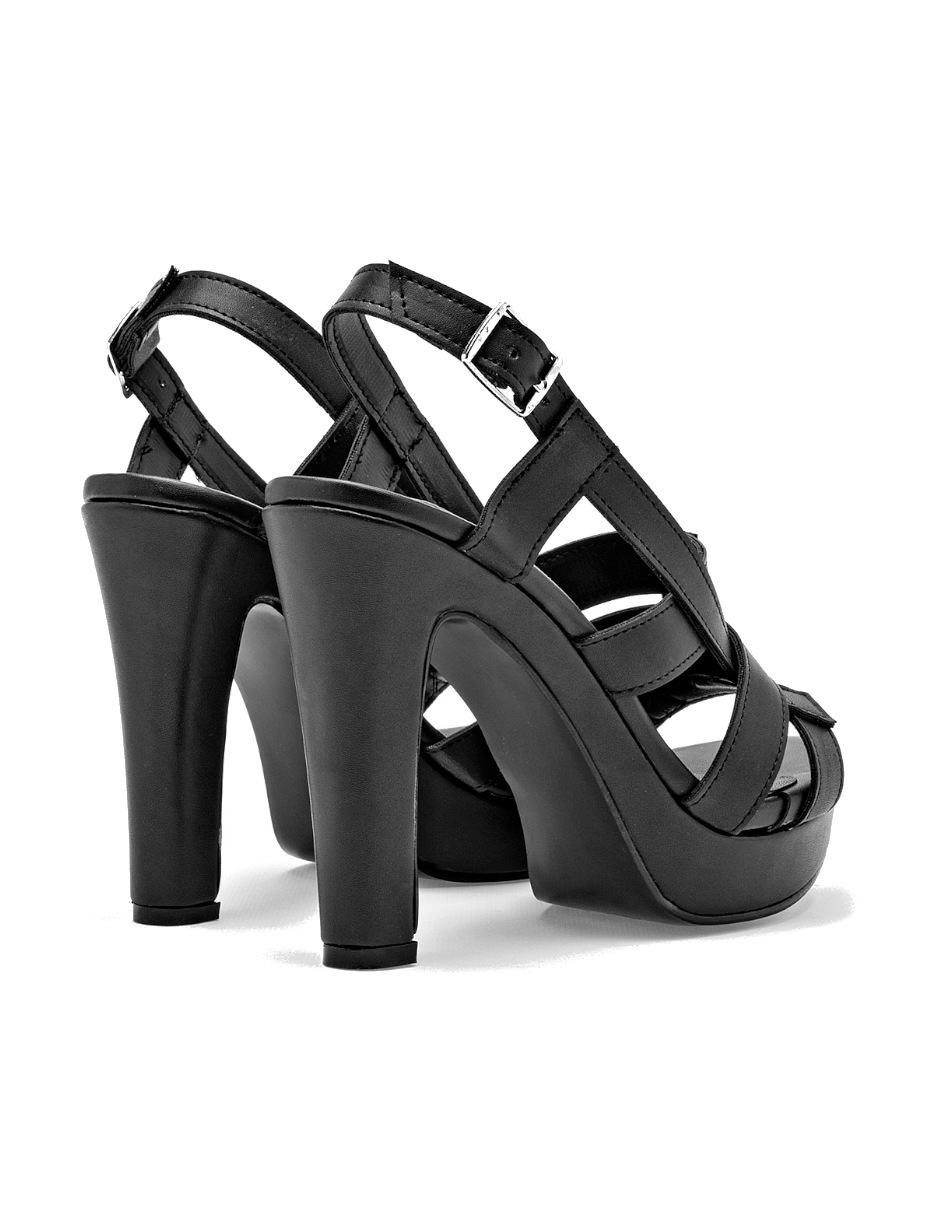sandalia con tacon alto color negro