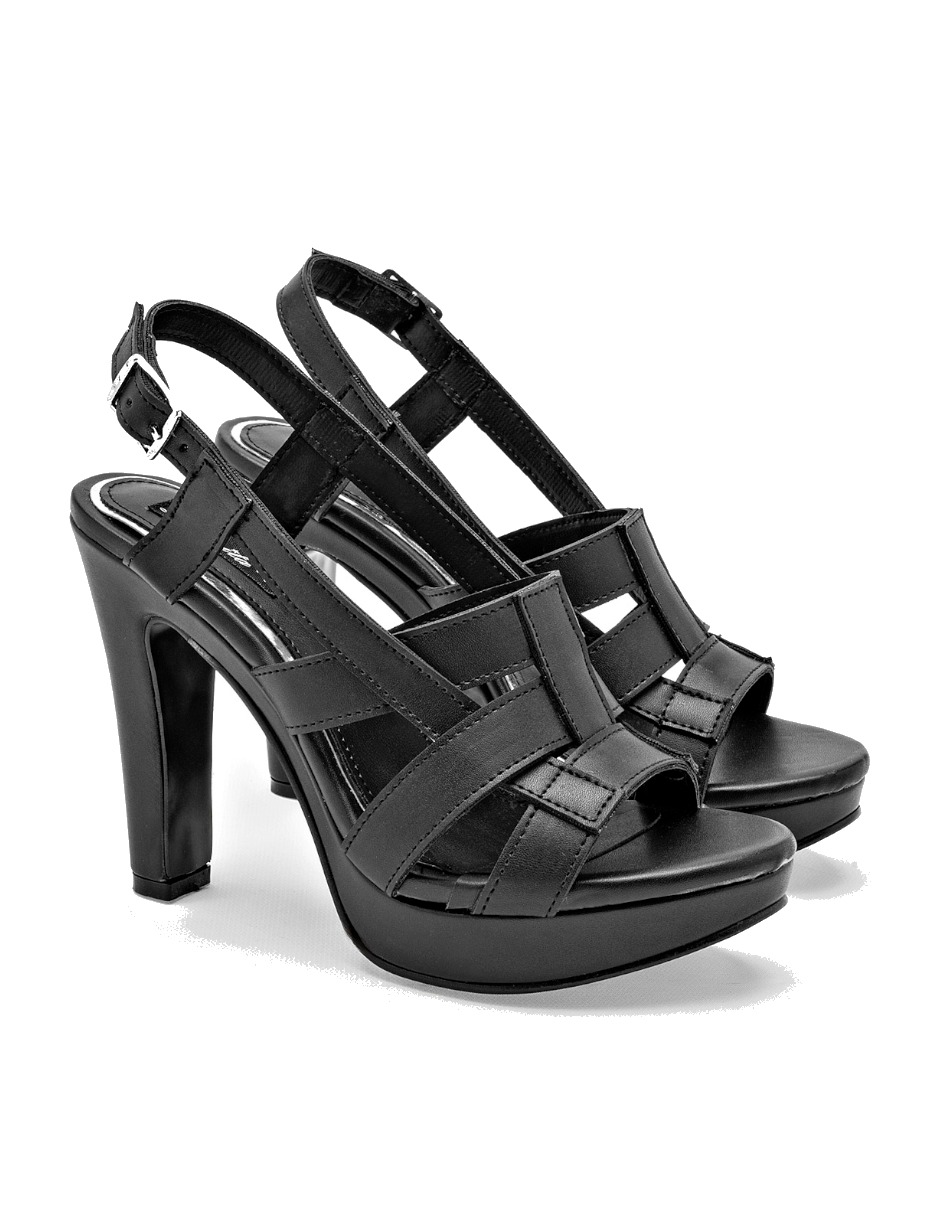 sandalia con tacon alto color negro