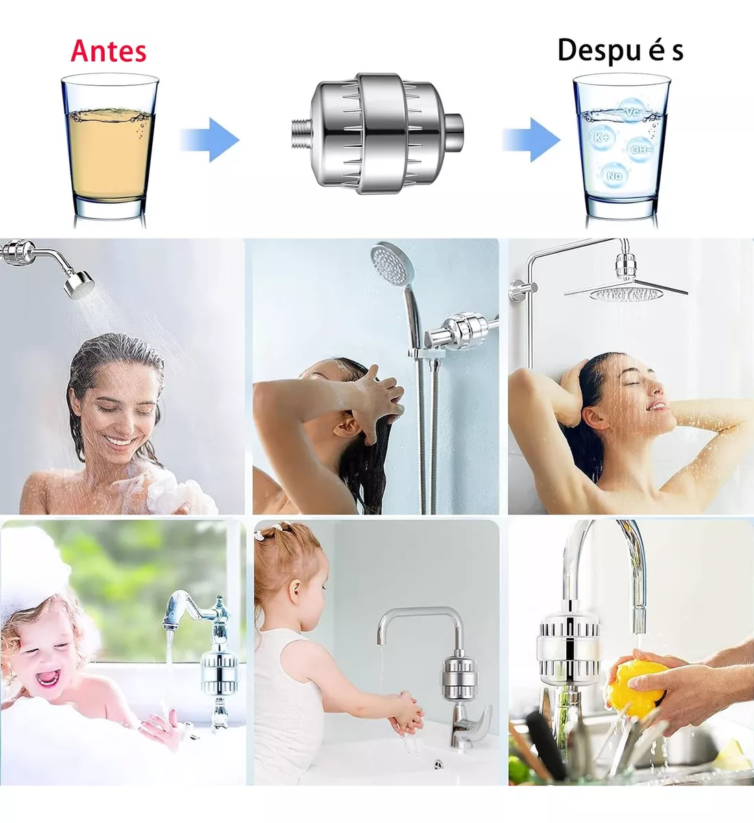 Filtro De Ducha Filtro Regadera Purificador Agua Universal
