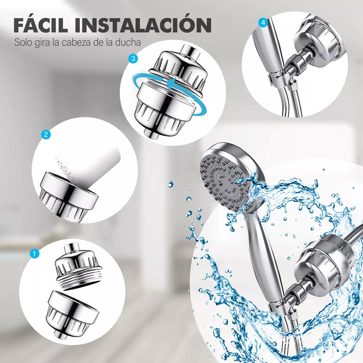 Filtro De Ducha Filtro Regadera Purificador Agua Universal