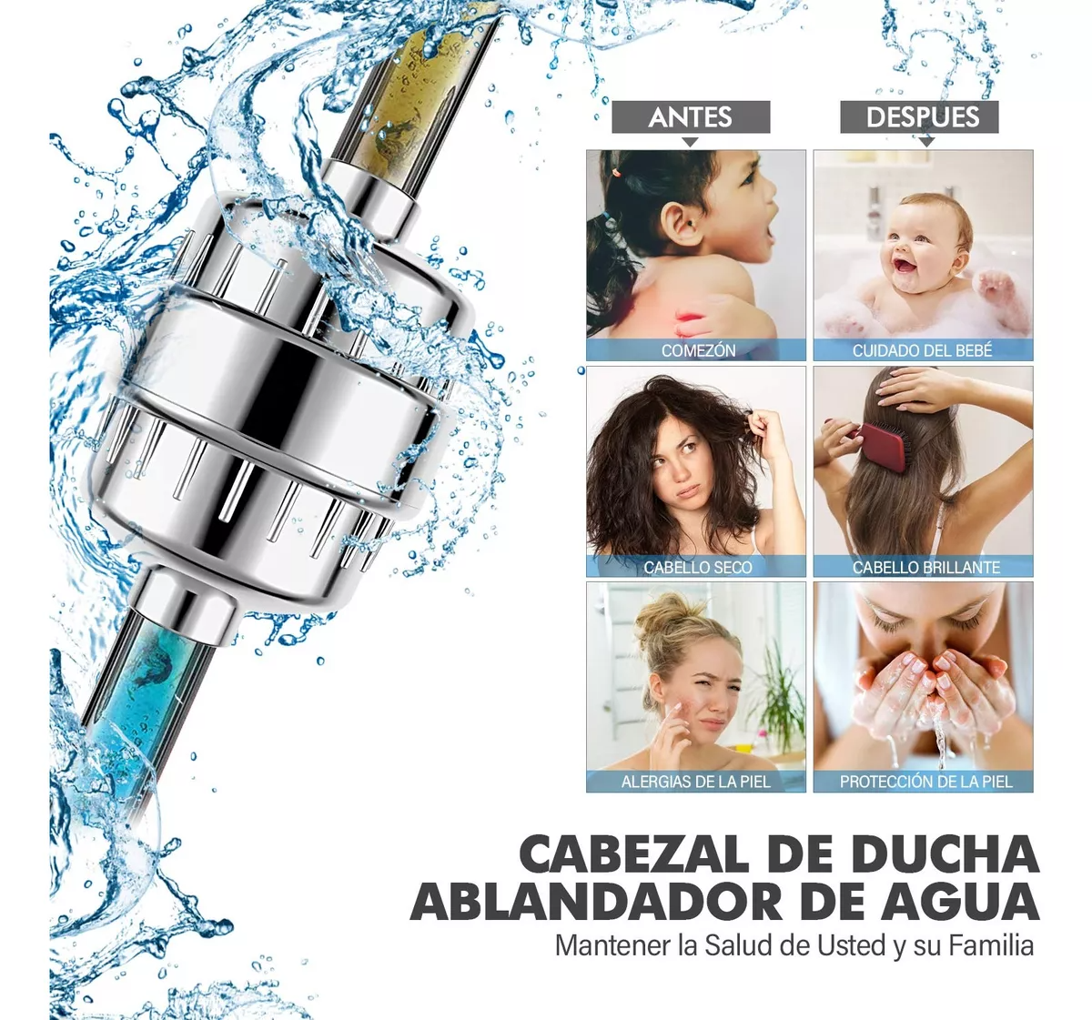 Filtro De Ducha Filtro Regadera Purificador Agua Universal