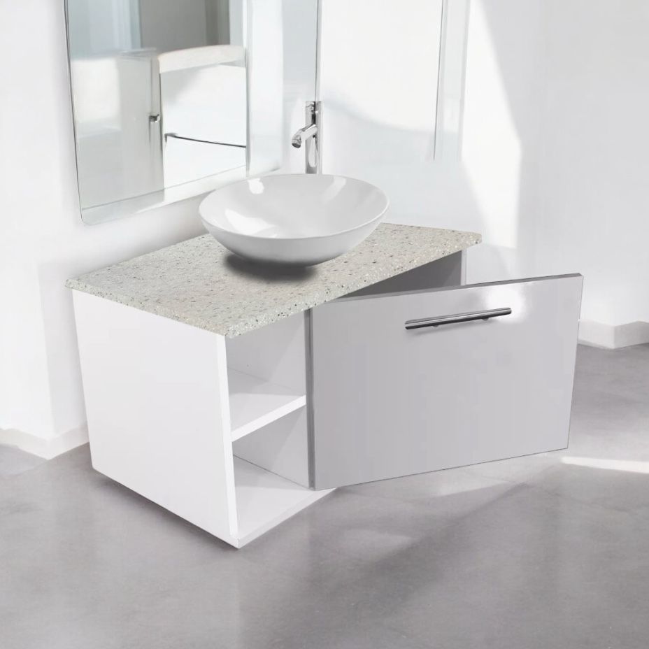 Gabinete Baño Pared  Tipo Granito Organizador MDF Moderno
