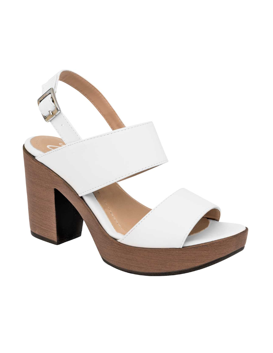 sandalia con tacon color blanco