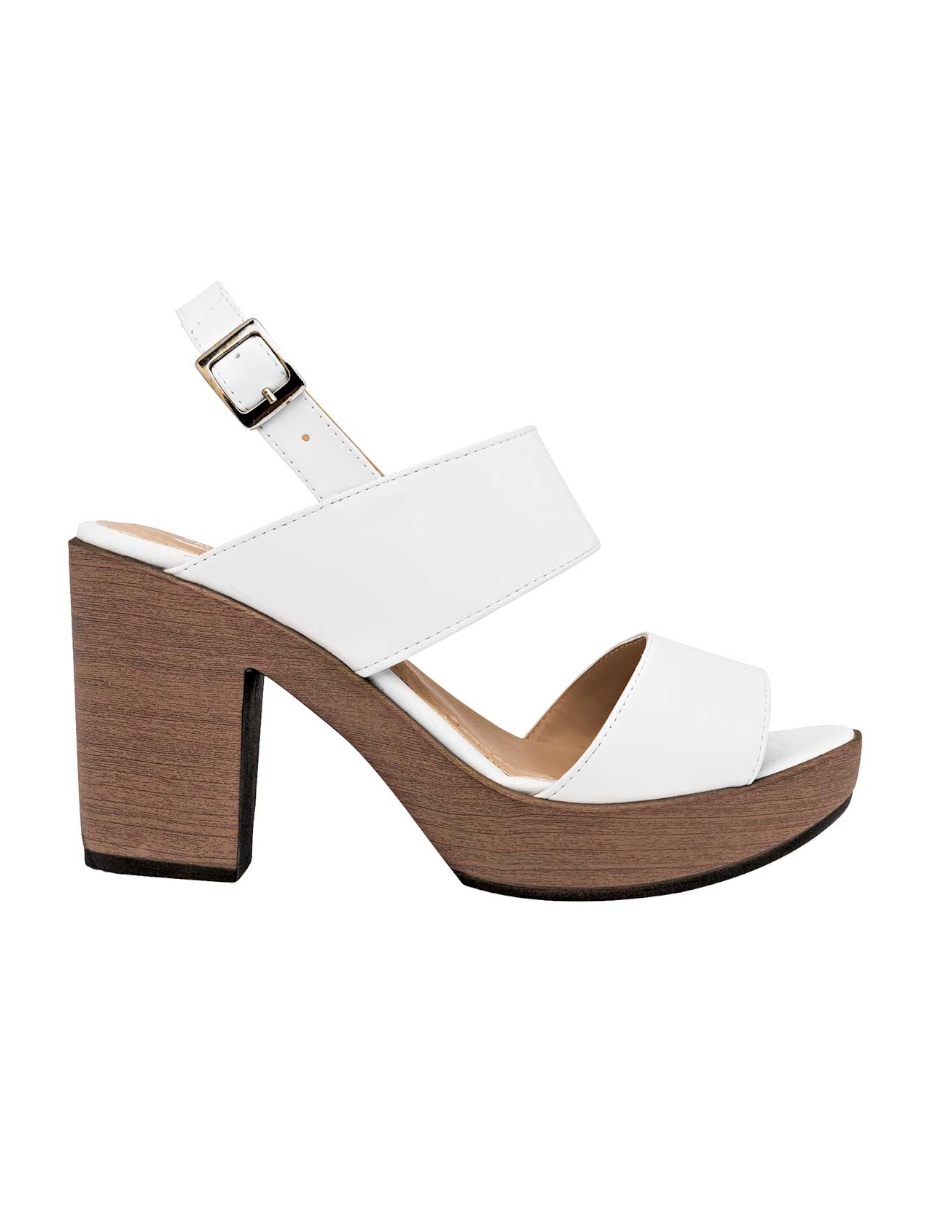 sandalia con tacon color blanco