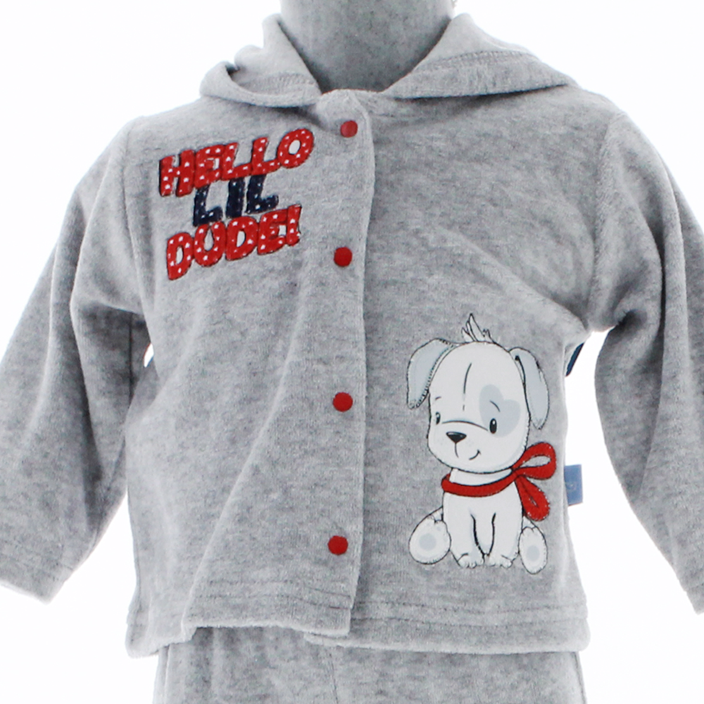 Conjunto Pijama Niño Gris 2 Piezas 3908 0 a 12 meses.