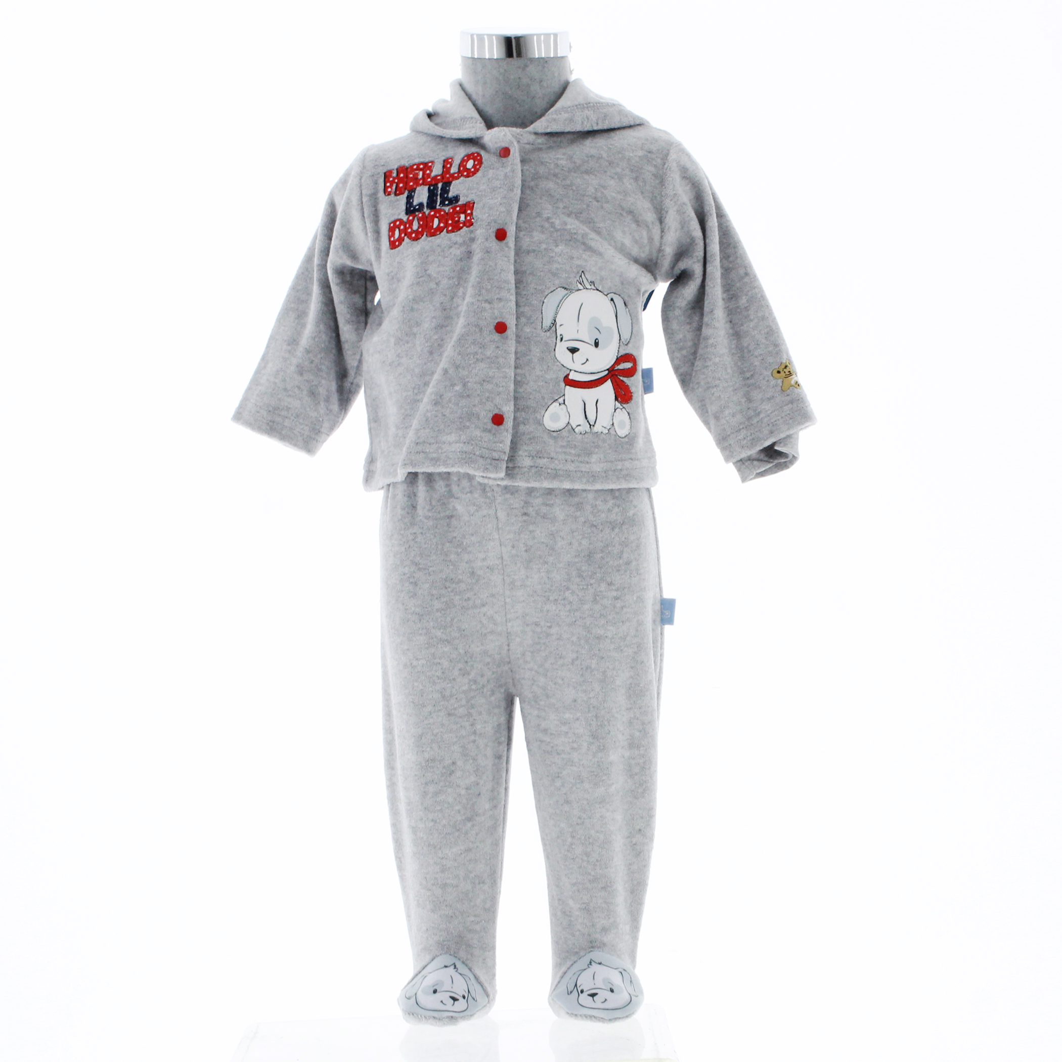 Conjunto Pijama Niño Gris 2 Piezas 3908 0 a 12 meses.