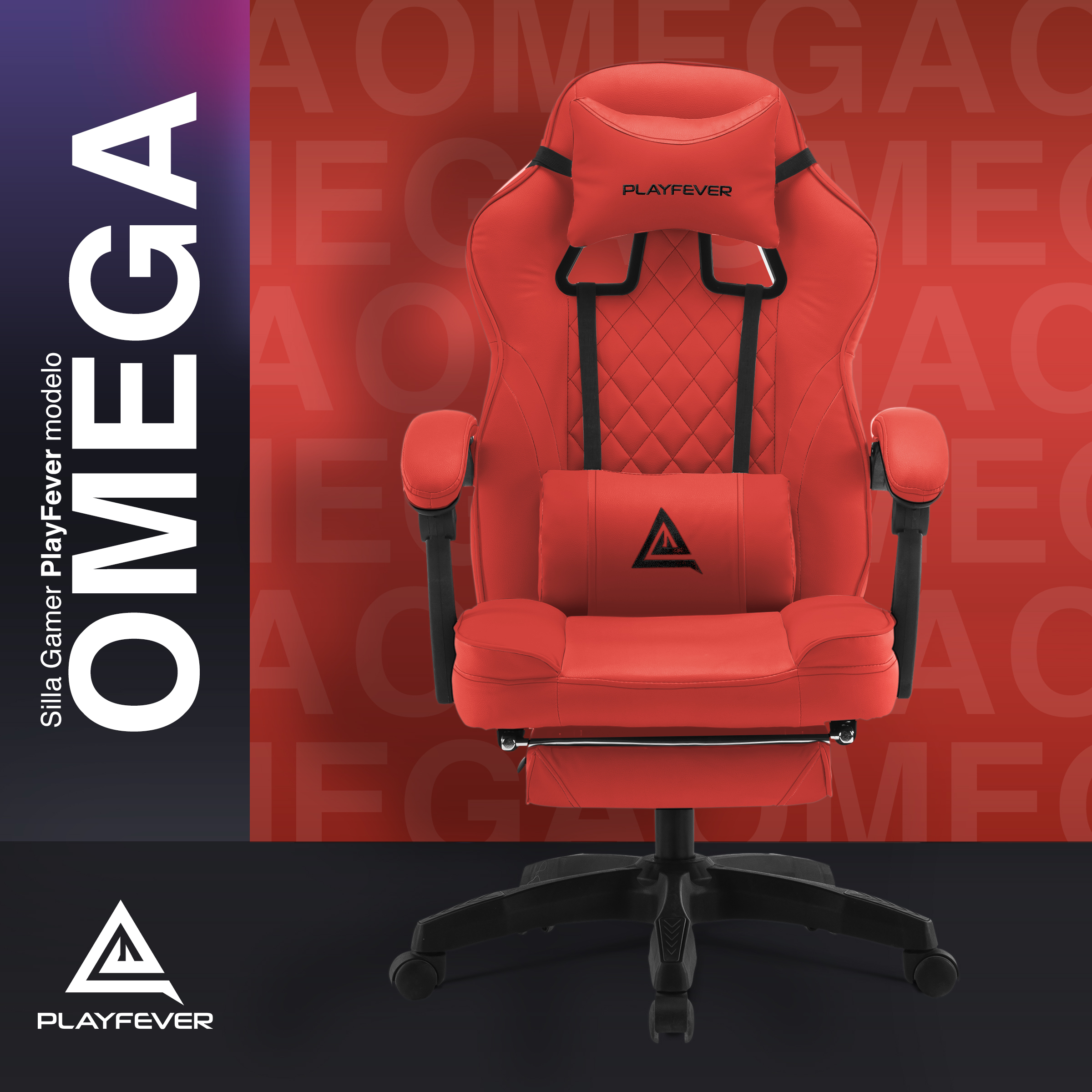 Silla Gamer Playfever Omega Escritorio Ergonomica Reclinable (Rojo)