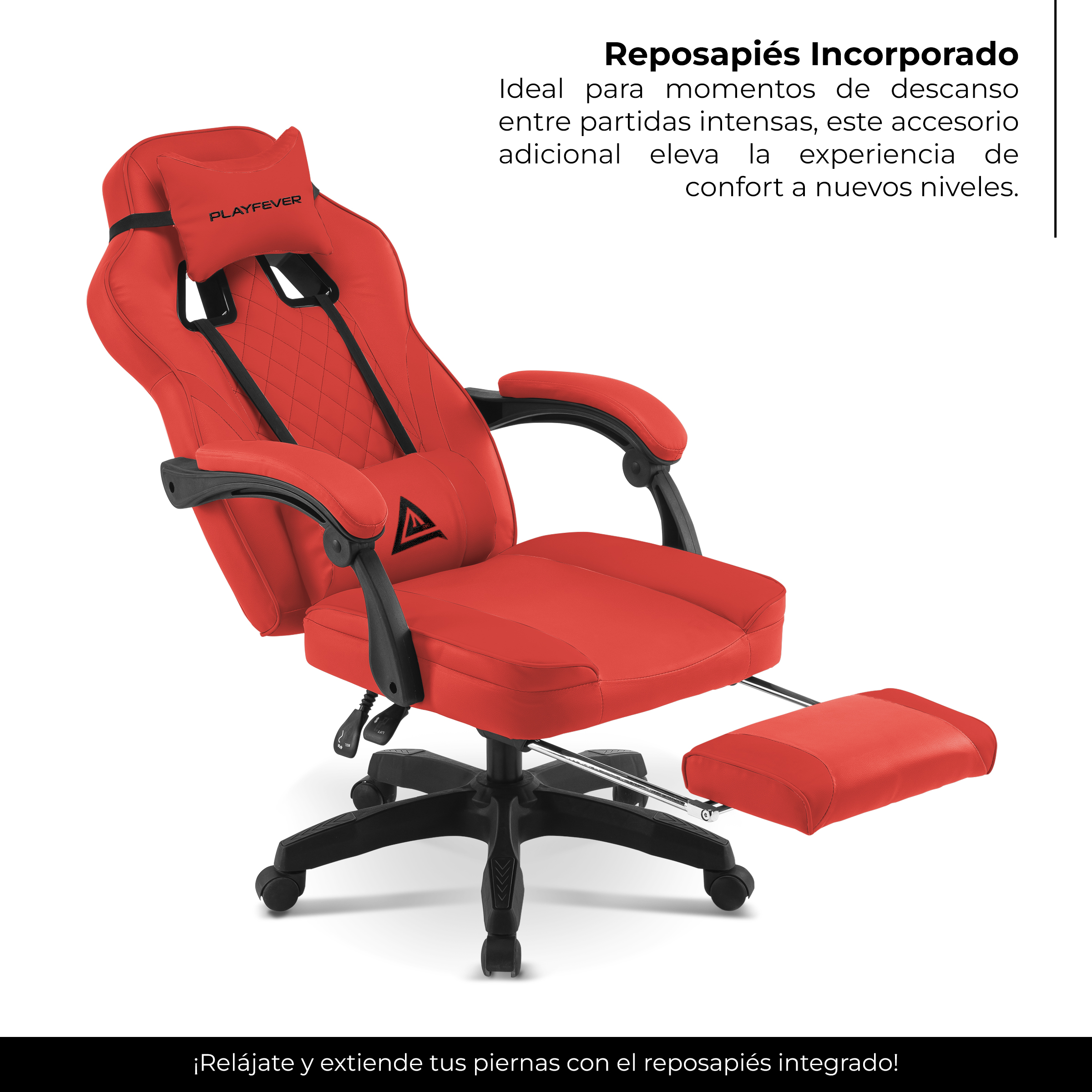 Silla Gamer Playfever Omega Escritorio Ergonomica Reclinable (Rojo)