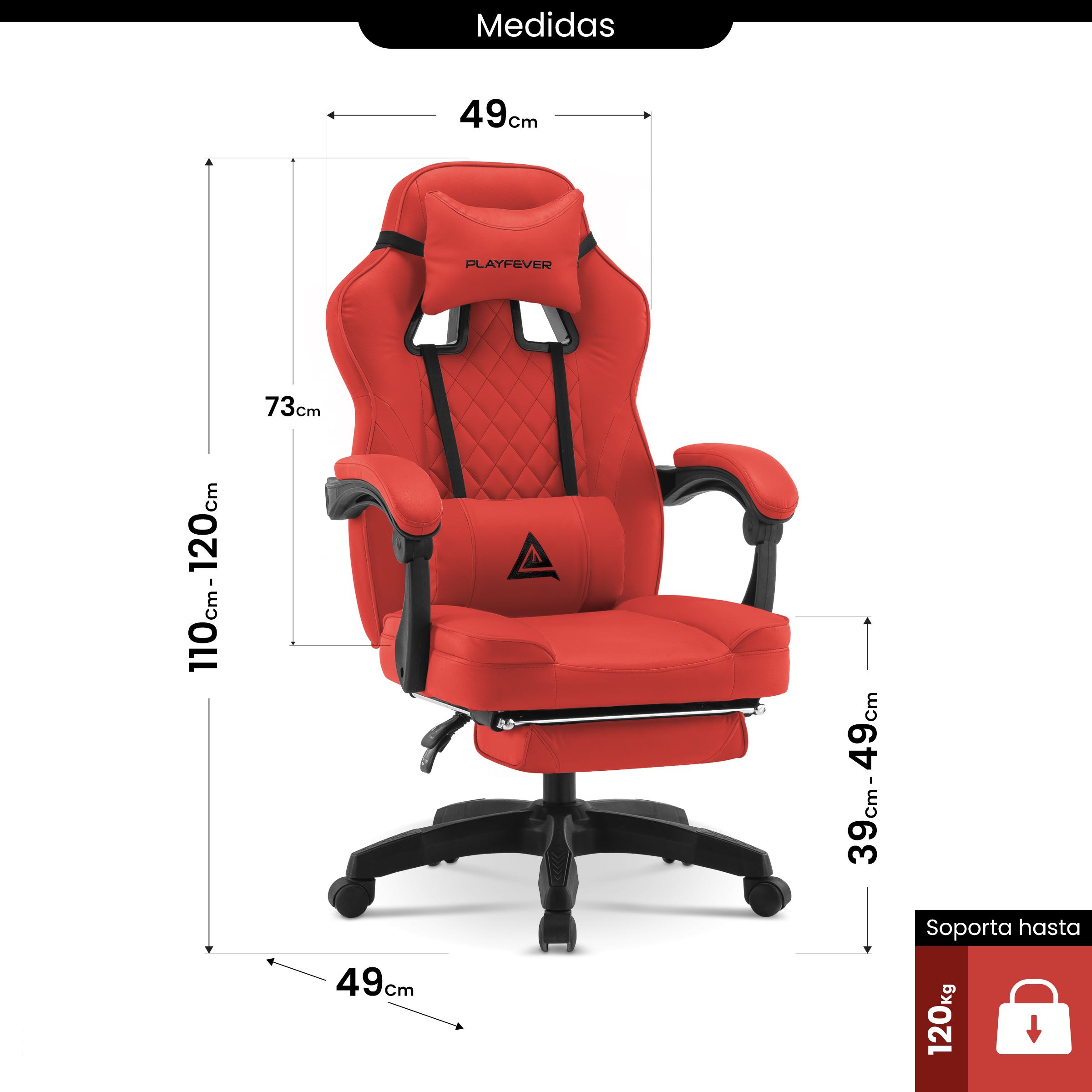 Silla Gamer Playfever Omega Escritorio Ergonomica Reclinable (Rojo)