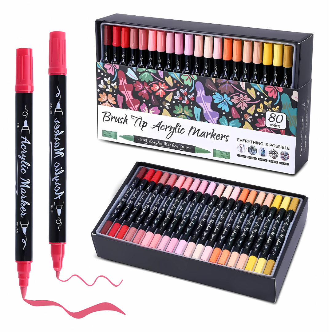 80 Colores Marcadores Plumones Acrilico Punta Pincel Kit
