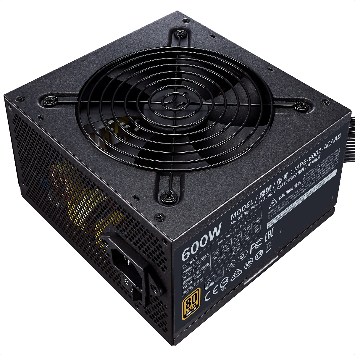 Fuente De Poder Cooler Master MWE Bronze 600 V2 600W 80 Plus MPE-6001-ACAAB-US