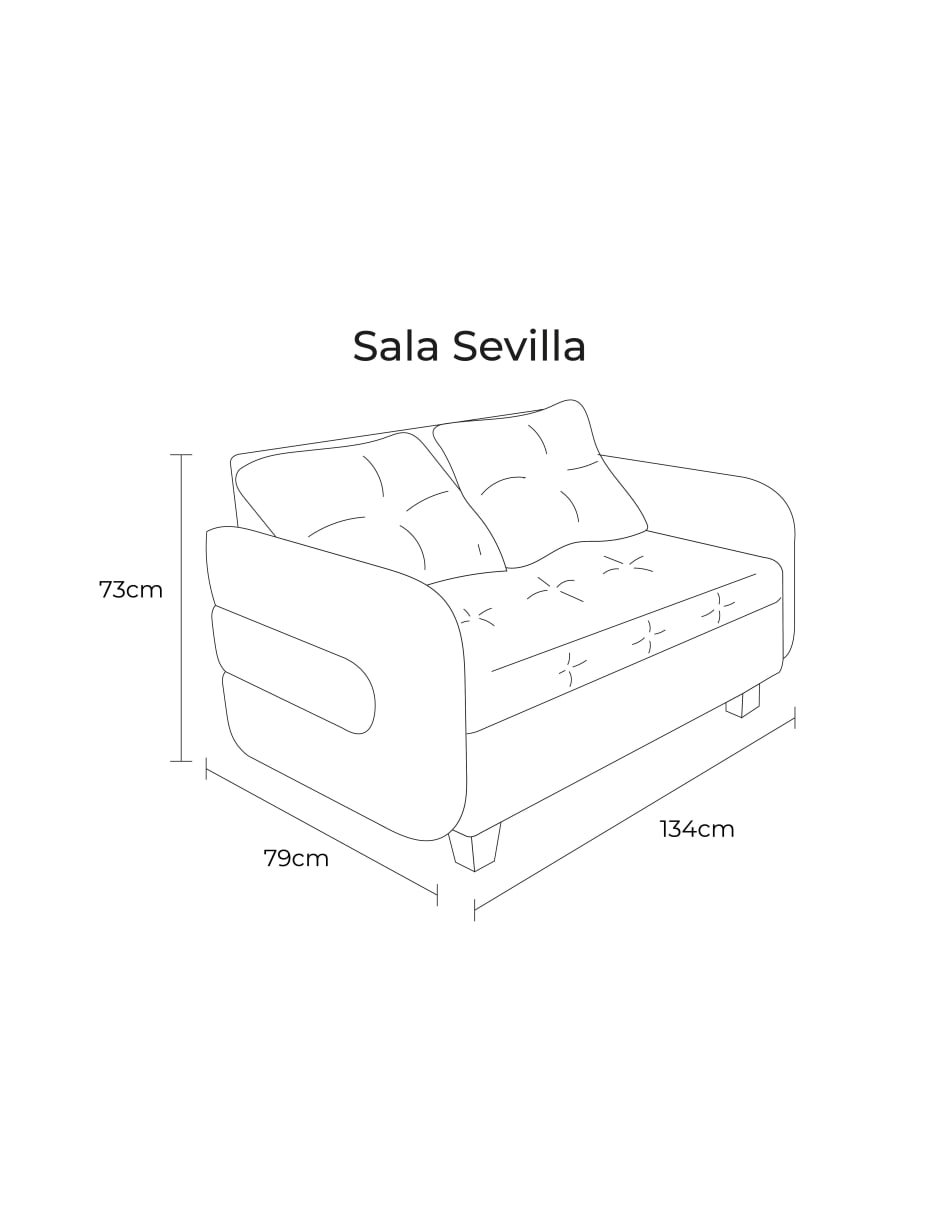 Sofá Love Seat 2 plazas Sevilla , Color Gris