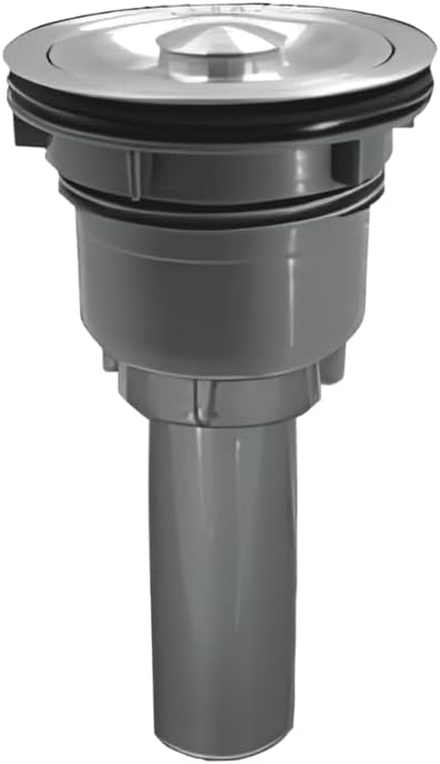 CNX MEER Faucets | Contra Canasta para Desagüe de Materiales Resistentes con Extensión de Tubo para Fregadero de Cocina (Gris Cromado)