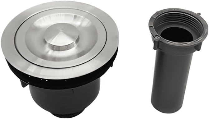 CNX MEER Faucets | Contra Canasta para Desagüe de Materiales Resistentes con Extensión de Tubo para Fregadero de Cocina (Gris Cromado)