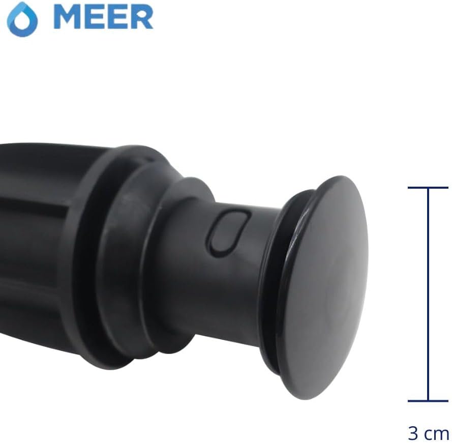 CNX Meer Faucets by Desagüe Emergente de ABS con Botón Pop-Up para Lavabos y Bañeras (Botón Pop-Up). contra Canasta Negro Mate